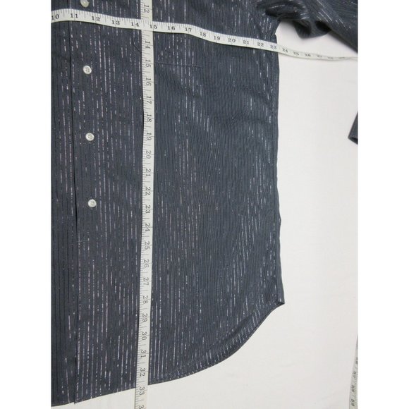 Paul Fredrick non-iron metallic‎ pinstripe button front shirt - Picture 8 of 12